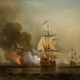 Explosión del Galeón San José, ilustración en óleo por Samuel Scott